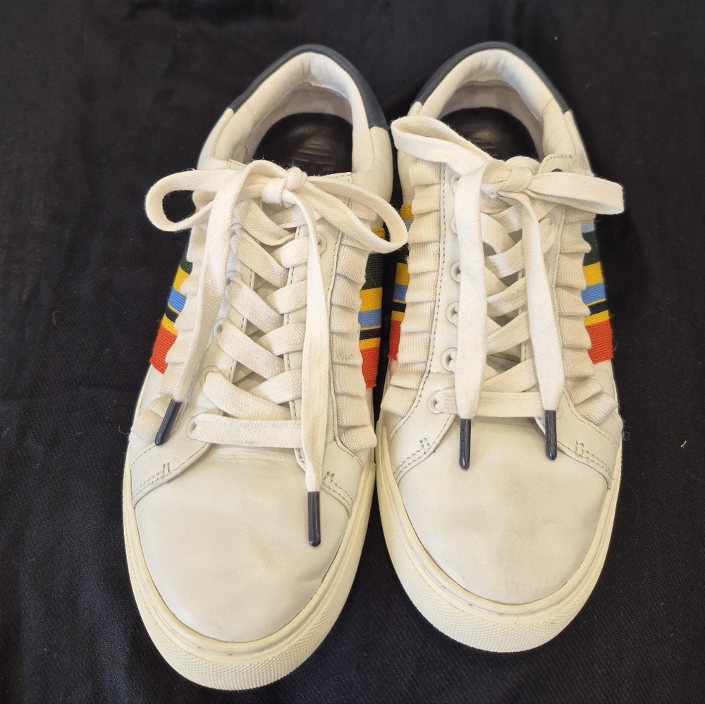 TORY Burch  Ruffle & Striped Women’s 8.5 Sneakers Lace Up - Picture 5 of 10